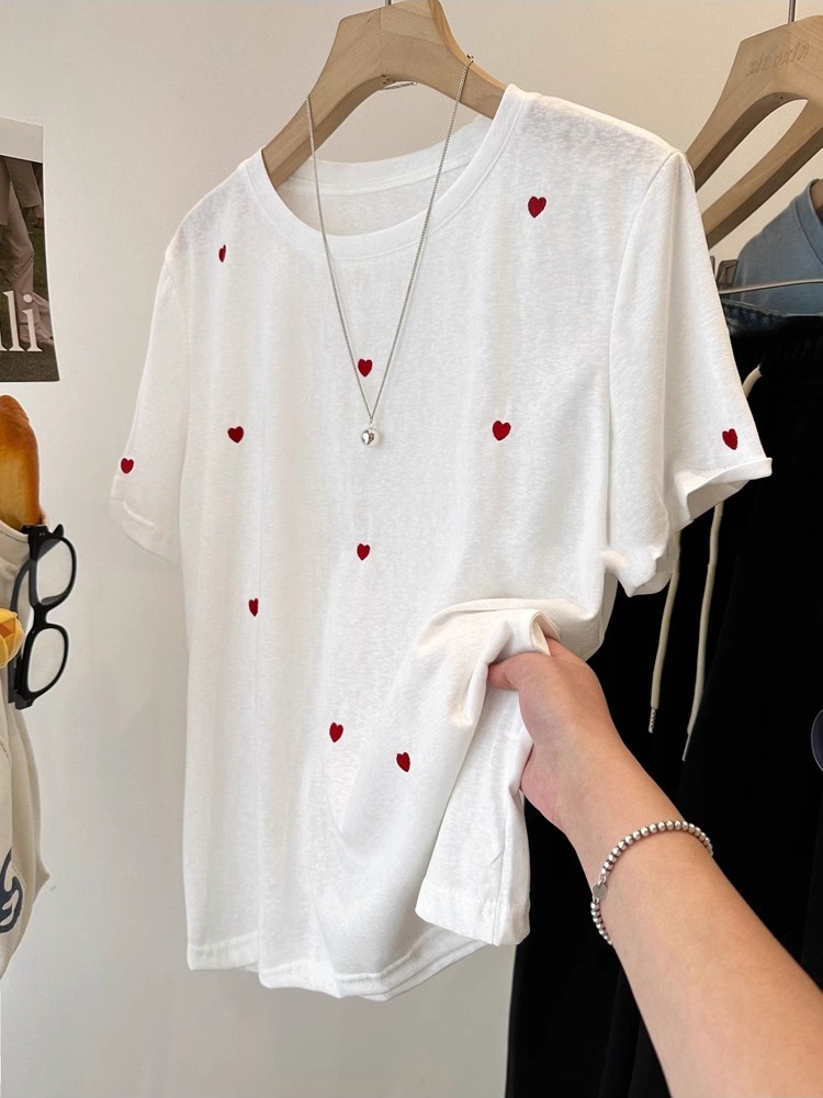Embroidery Cotton Shirt - Plus Size 240 Pond Liefdesborduurwerk Korte
