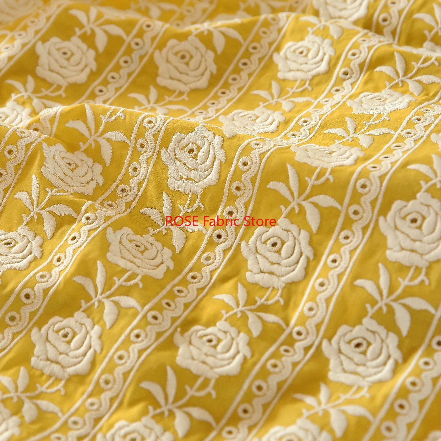 Franse katoen gele roos zwaar  - Embroidery Yellow Dress recensie en prijs