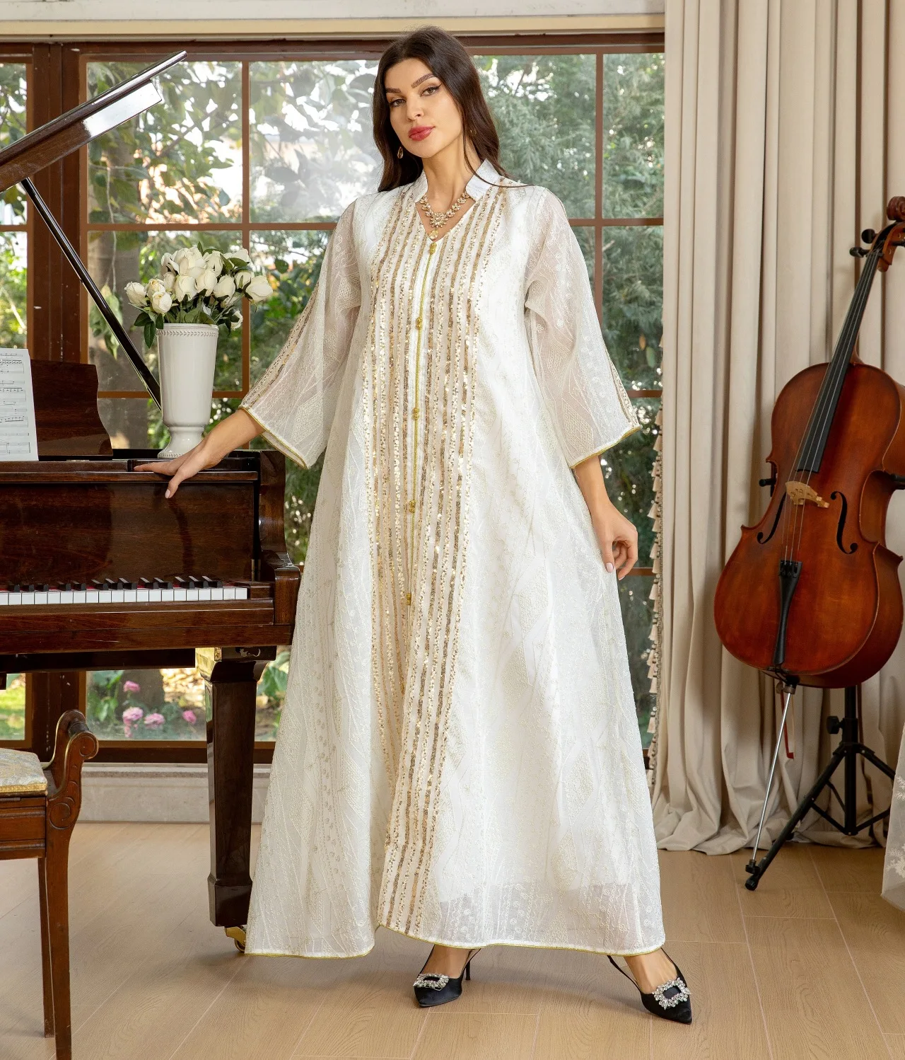 Eid Abaya Borduren Pailletten  - Embroidery Kebaya recensie en prijs